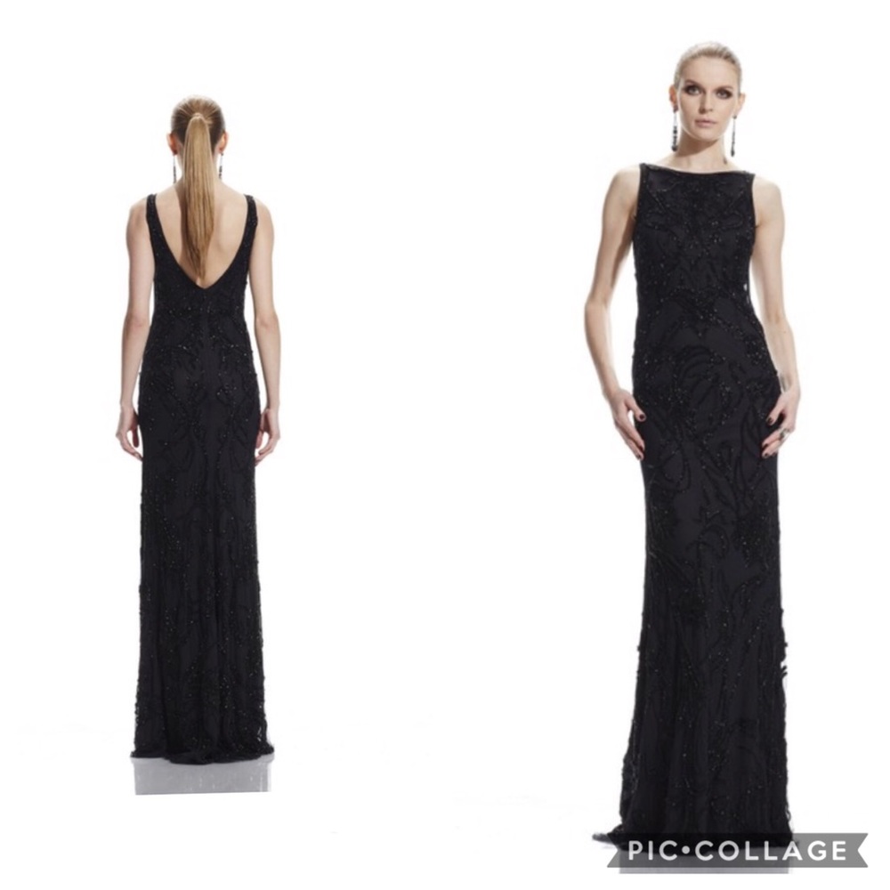Theia boat neck fully beaded sleeveless long Gown - Picture 4 of 8